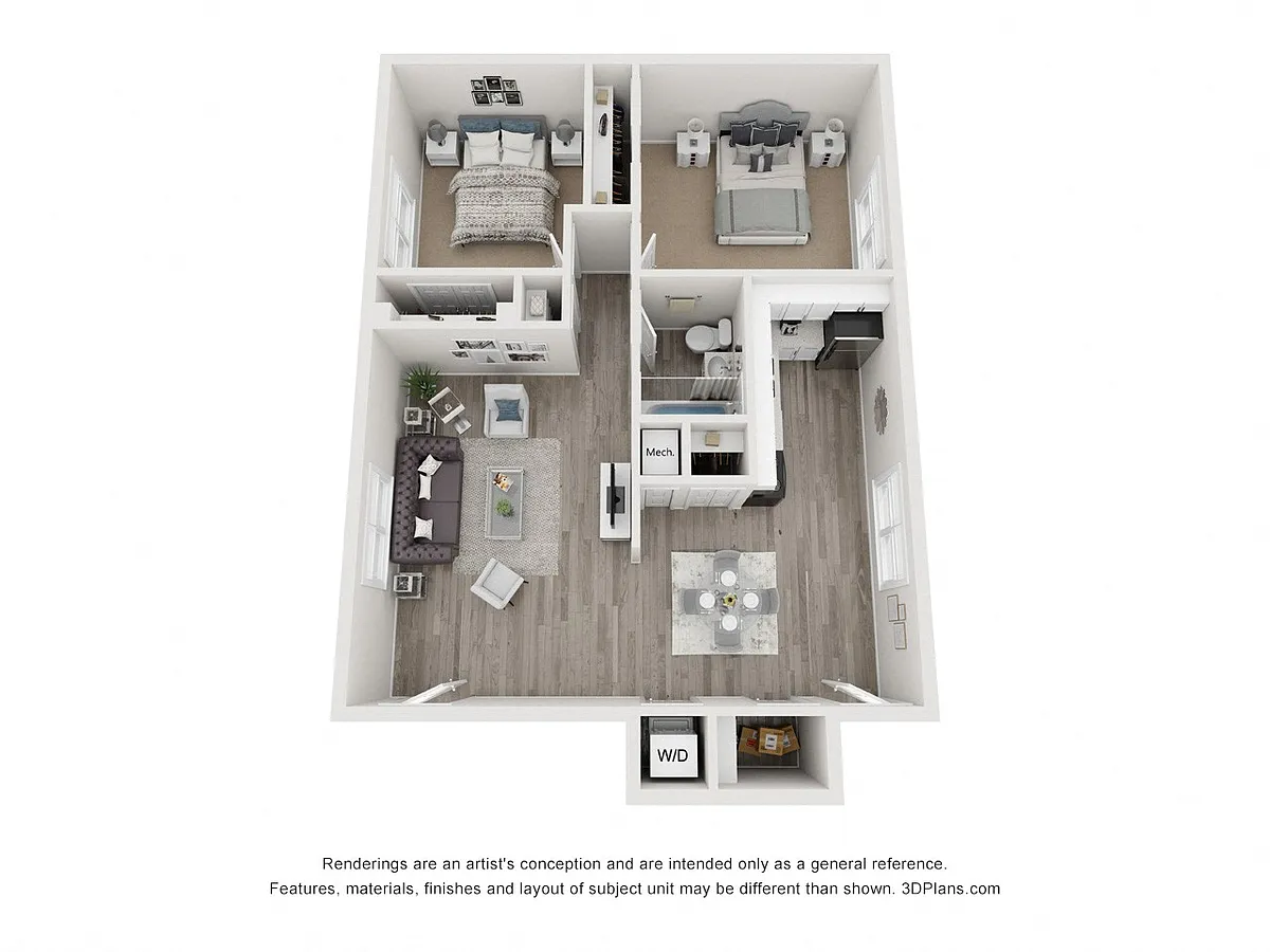 Floor plan 2 Bedroom, 1 Bathroom