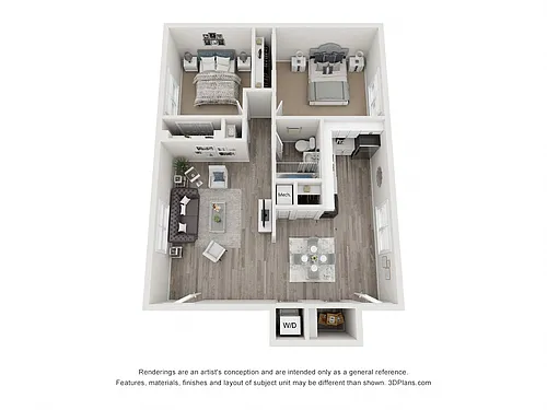 Floor plan 2 Bedroom, 1 Bathroom