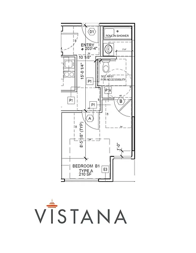 Floor plan Studio - 210 sqft