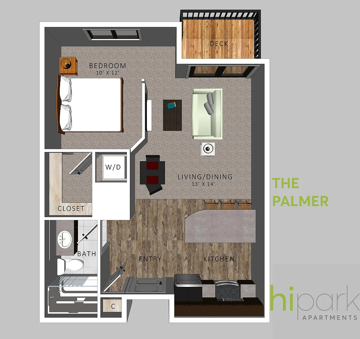 Floor plan HiPark Apartments - The Palmer