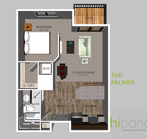 Floor plan HiPark Apartments - The Palmer