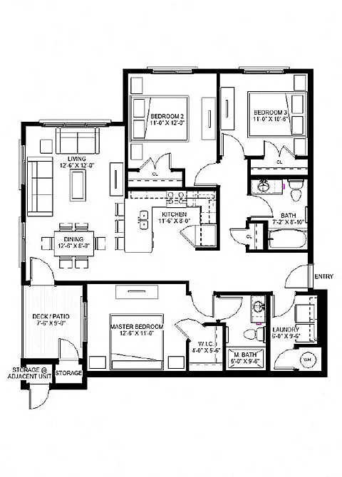 Floor plan Three Bedroom - C