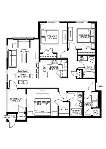 Floor plan Three Bedroom - C