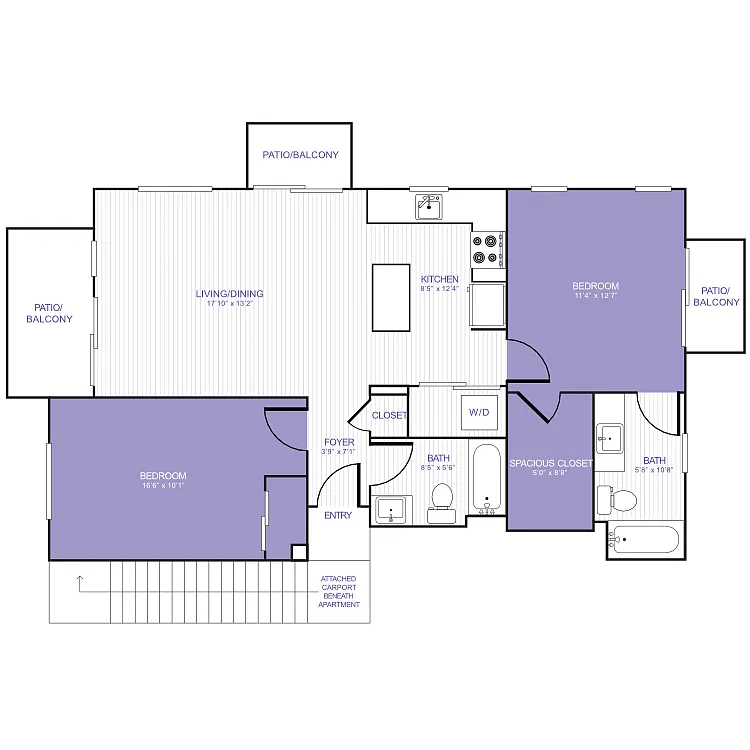 Floor plan 2 Bed 2 Bath 22D