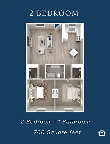 Floor plan 2 Bedroom 1 Bathroom