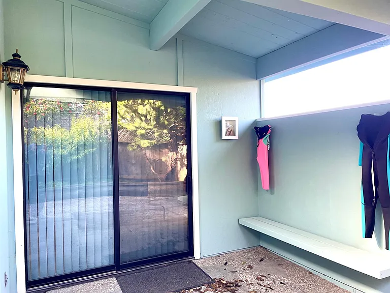 covered porch accessible from 'sunken' bedroom