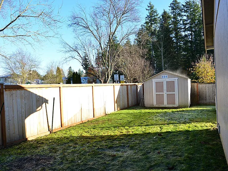 Storage shed and side yard