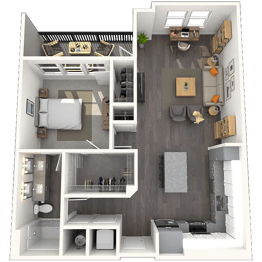 Floor plan A3.2 1x1 884 SF
