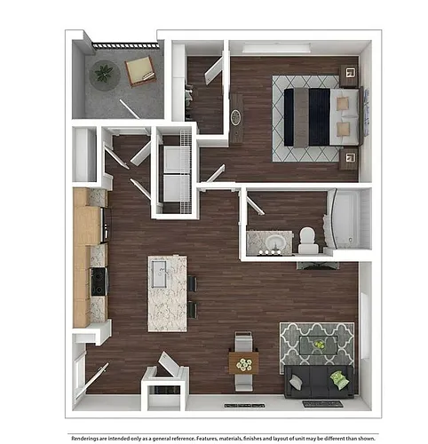 Floor plan A1 - One Bedroom, One Bathroom