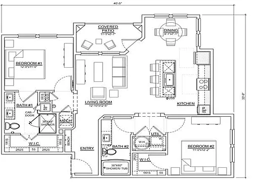 Floor plan Two Bedrooms/Two Baths