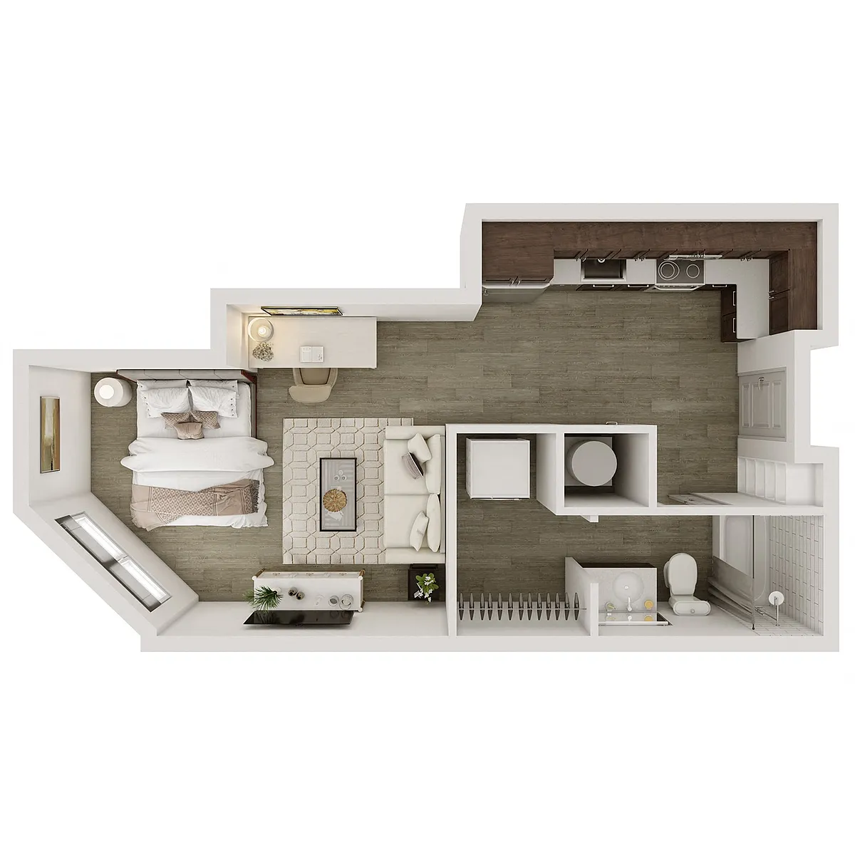 Floor plan 0 Bedroom, 1 Bathroom - 507 SF