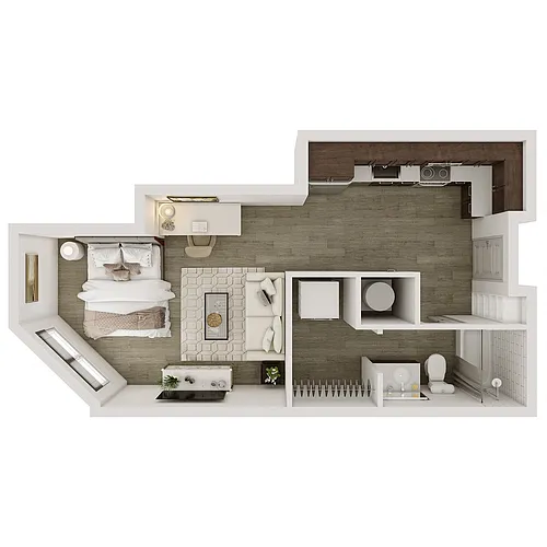 Floor plan 0 Bedroom, 1 Bathroom - 507 SF