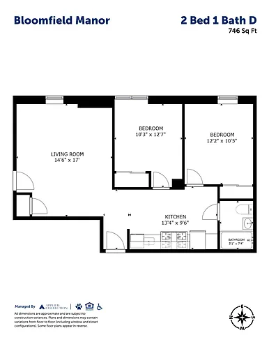 Floor plan 2 Bed 1 Bath D