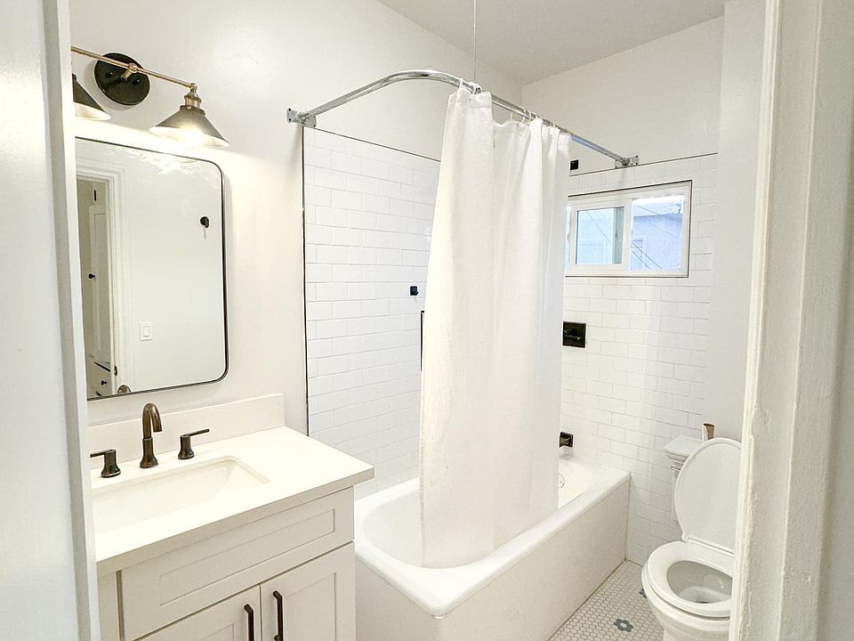 Bathroom with tub/shower combo. Dog not included :)