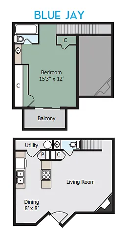 Floor plan Blue Jay (Downstairs)