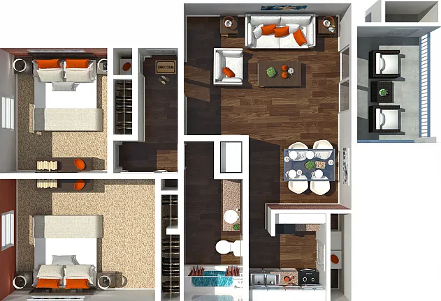 2 Bedroom 2 Bedroom