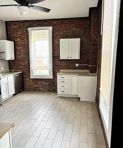 Lots of cabinet space and updated flooring