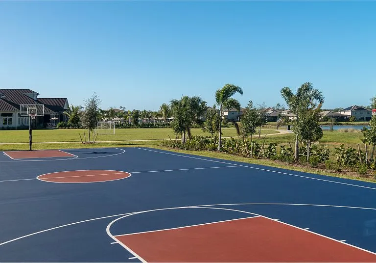 Basketball Court. Practice your free throw or spend hours competing against neighbors :)
