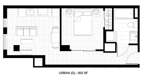Floor plan Urban 1 Bed 1 Bath G