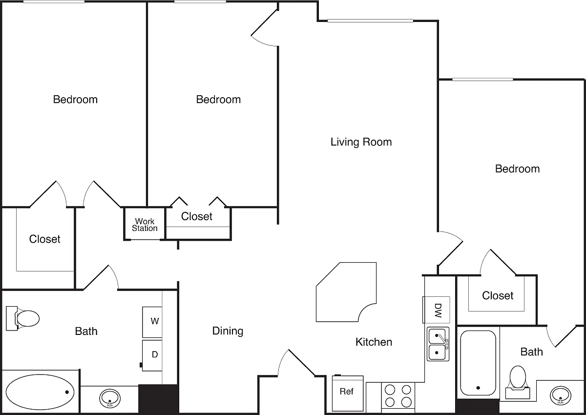 Floor plan 3A - no balcony