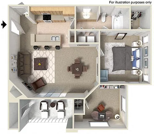 Floor plan D Heritage 817 to 859 SF