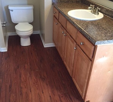 Hardwood flooring in the bathroom