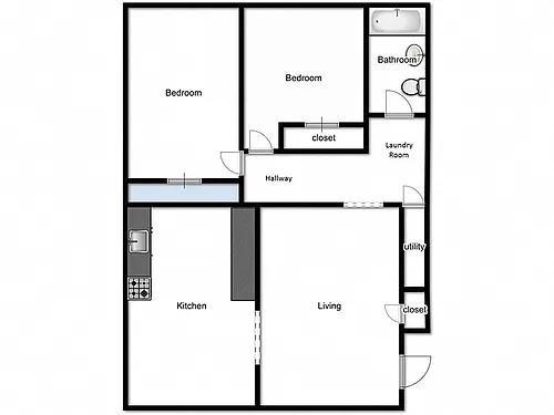 Floor plan 2x1b