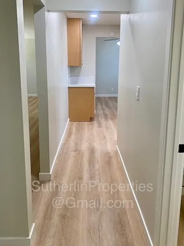 Hallway view into kitchen
