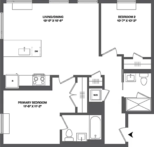 Floor plan 2 Bed/2 Bath-2A-1.2