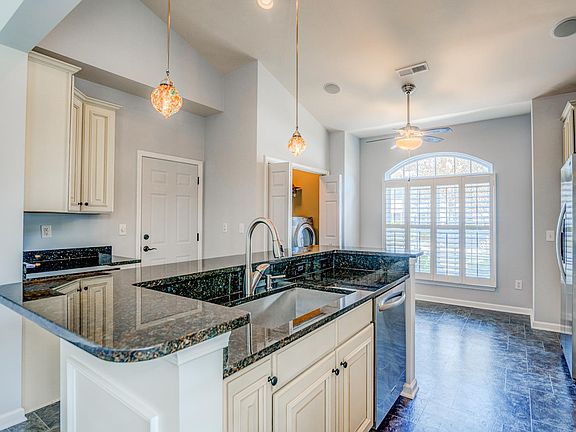 Granite countertops on island.
