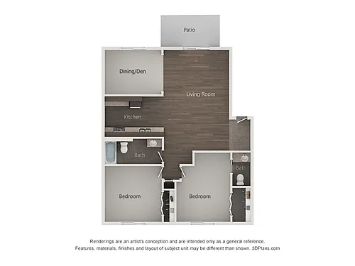 Floor plan 2x1.5B - Palatine