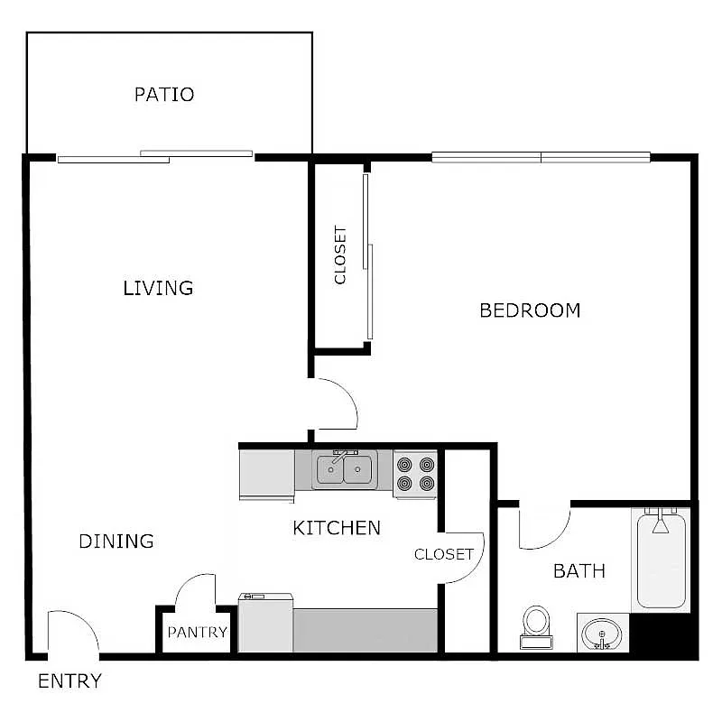 Floor plan 1 Bed 1 Bath