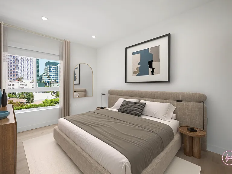 Bedroom with Vinyl Flooring, Recessed Lighting, and Natural Light - Blondie Floor Plan