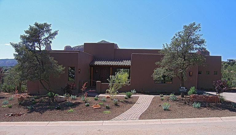 Striking Southwest Santa Fe stucco exterior