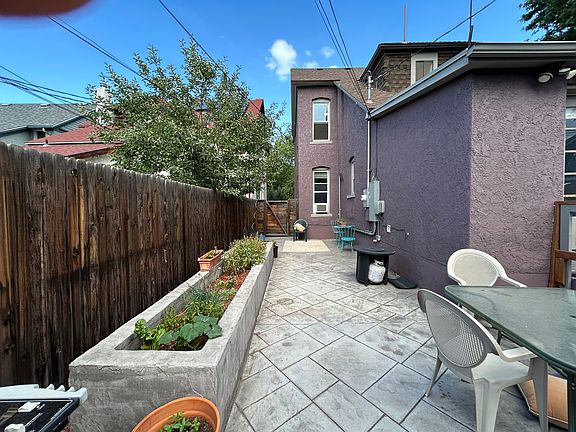 Shared porch area with garden space