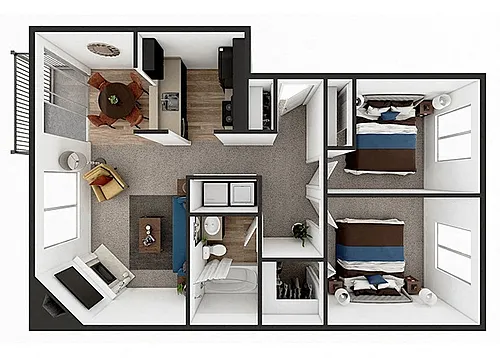 Floor plan Two Bed One Bath
