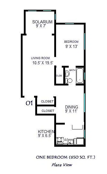 Floor plan One Bedroom 01