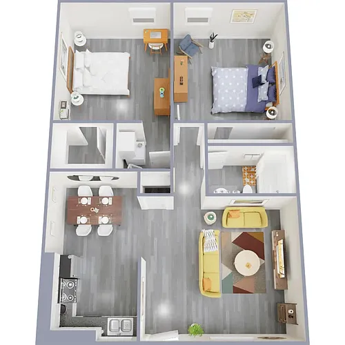 Floor plan Garden Two Bedroom One Bath