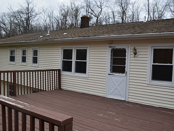 Deck overlooks the backyard