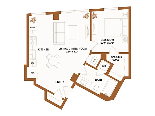 Floor plan B6 - 1 Bed | 1 Bath