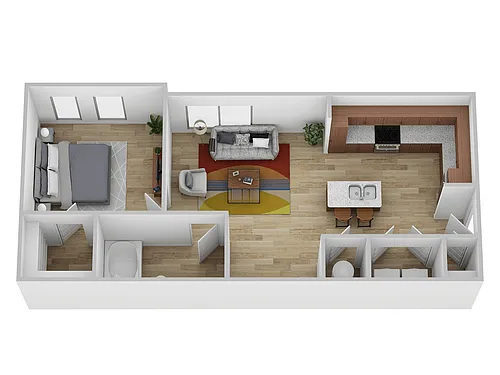 Floor plan 1 Bed, 1 Bath A (80% Income Restricted)
