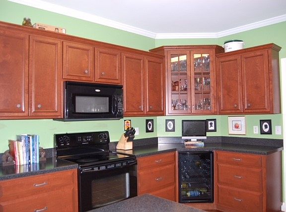 kitchen with wine fridge