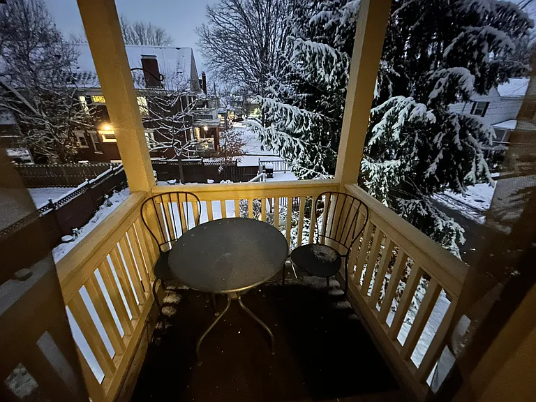 Deck off of kitchen for coffee and sunning - winter is pretty too!