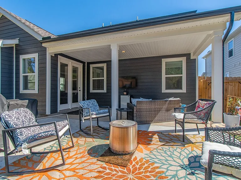 Fenced in back yard. Shared space. Furnished. Grill available.