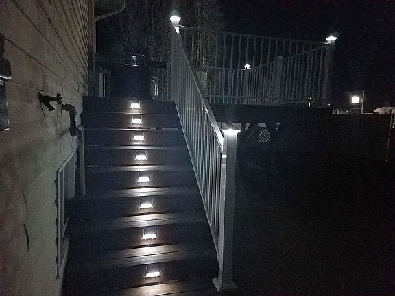 Deck stairs at night