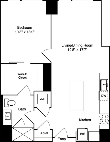 Floor plan 1 Bedroom A