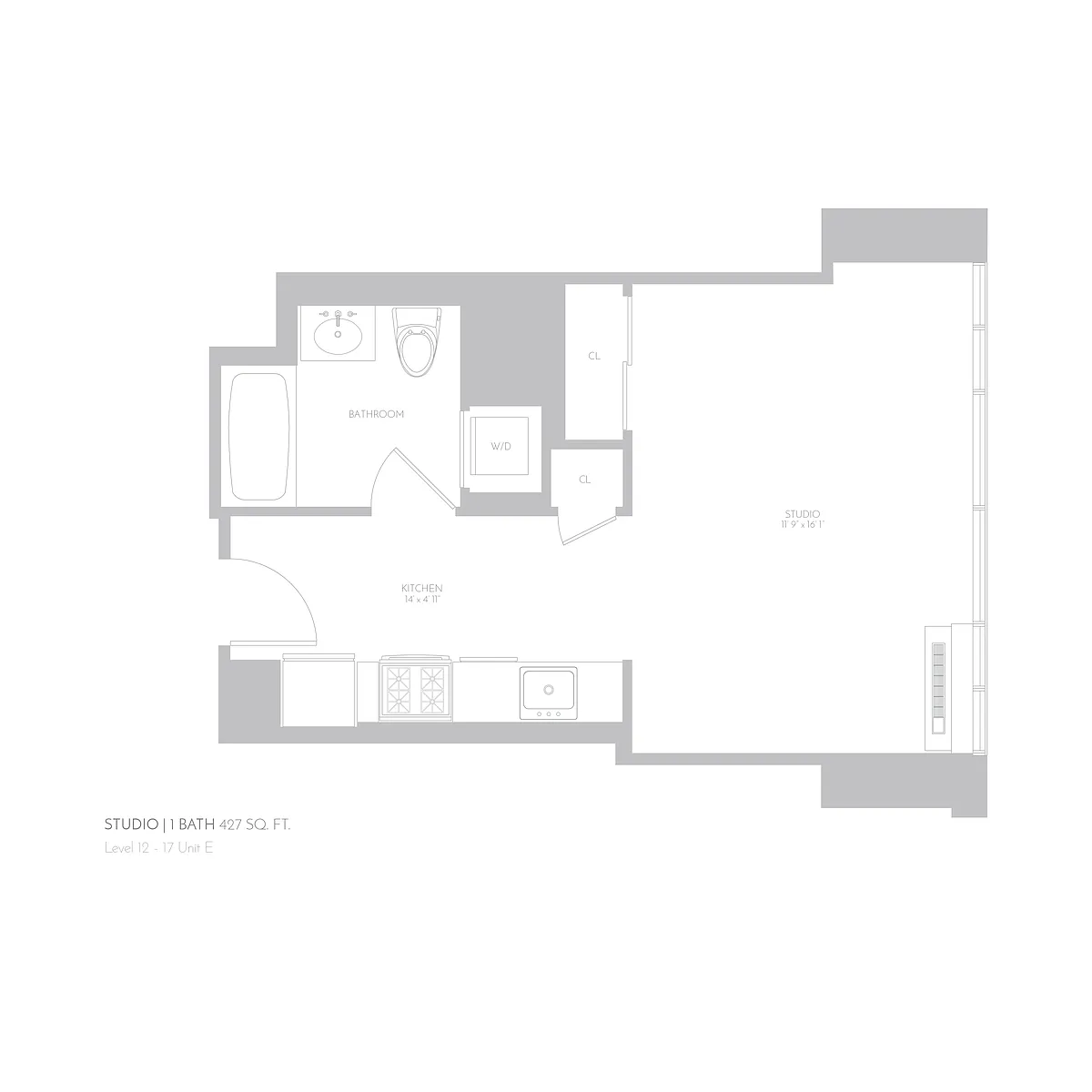Floor plan Studio / 1 Bathroom