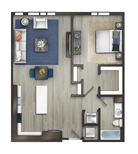Floor plan 1 Bedroom B07