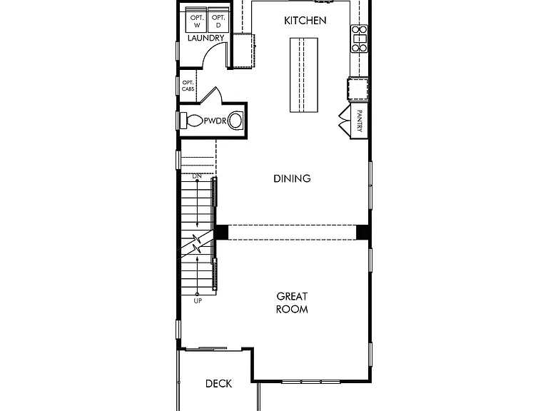 2nd Floor; Laundry, Kitchen with Large Island, Nook and Great Room with Deck