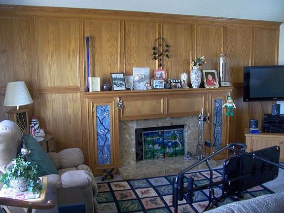 Formal livingroom w/ custom oak wall
